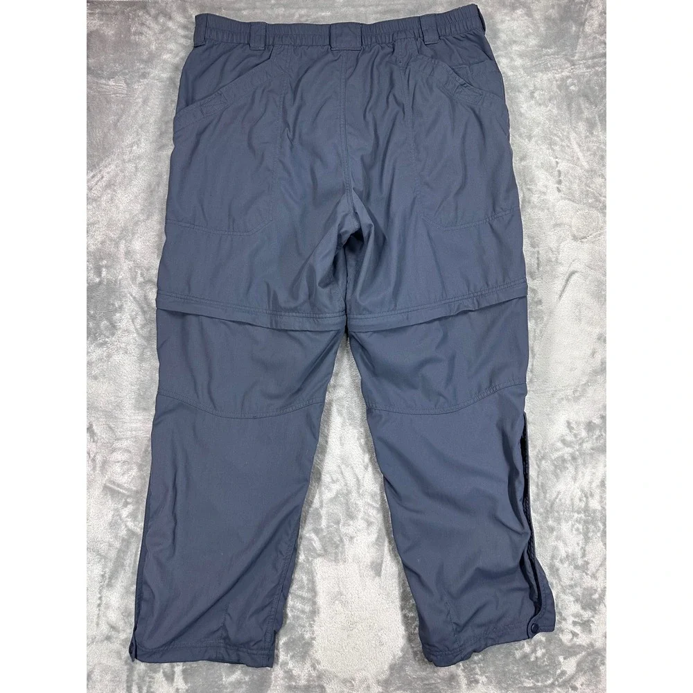 LL‎ Bean Mens XL Regular Convertible Hiking Pants Gray Blue Nylon Zip Off 0DUF2